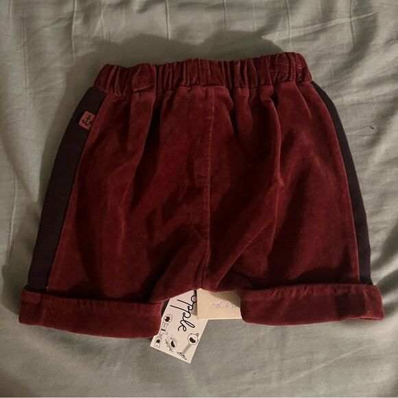 Noe & Zoe Plum Burgundy Velvet Shorts Size 3-6 Months NWT - Picture 4 of 5